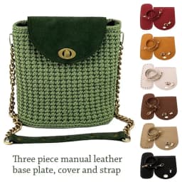 3Pcs/Set Woven Faux Leather Shoulder Bag Bottom Knitted Handbag Strap Crochet Bag For DIY Handmade Bag Backpack Accessories
