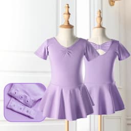 Ballet Dress Gymnastics Leotards for Girls Kids Short Sleeve Ballet Chiffon Skirted Leotards Bowknot Dancewear Ballet Bodysuits