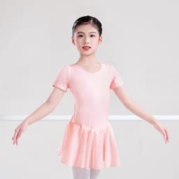 Ballet Dress Gymnastics Leotards for Girls Kids Short Sleeve Ballet Chiffon Skirted Leotards Bowknot Dancewear Ballet Bodysuits