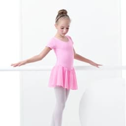 Ballet Dress Gymnastics Leotards for Girls Kids Short Sleeve Ballet Chiffon Skirted Leotards Bowknot Dancewear Ballet Bodysuits