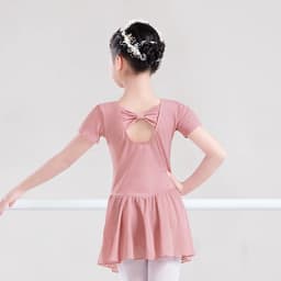 Ballet Dress Gymnastics Leotards for Girls Kids Short Sleeve Ballet Chiffon Skirted Leotards Bowknot Dancewear Ballet Bodysuits