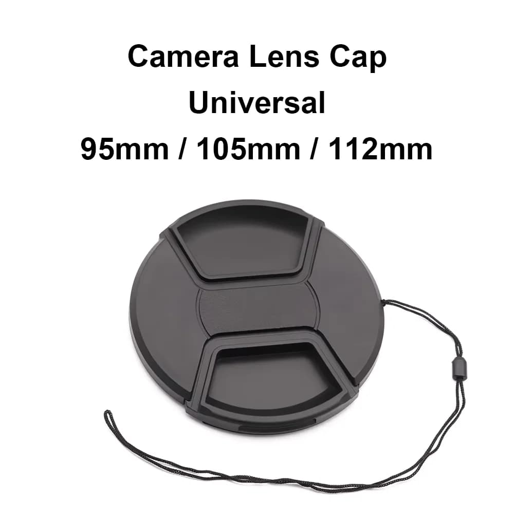 Center Pinch Lens Cap 95mm / 105mm / 112mm Universal Plastic with rope For Sony Canon Nikon Pentax Olympus Panasonic Fujifilm