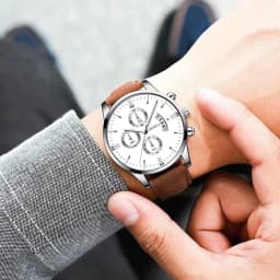 Luxury Fashion Mens Military Sports Watches Male Brown Leather Quartz Wrist Watch Men Business Casual Watch Relogio Masculino