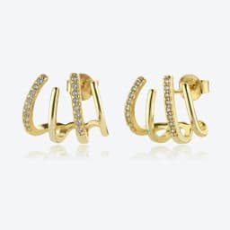 New Design Stainless Steel Cubic Zirconia Stud Earrings for Woman Claw Ear Hook Clip Korean Fashion Jewelry Unusual Girls