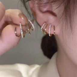 New Design Stainless Steel Cubic Zirconia Stud Earrings for Woman Claw Ear Hook Clip Korean Fashion Jewelry Unusual Girls