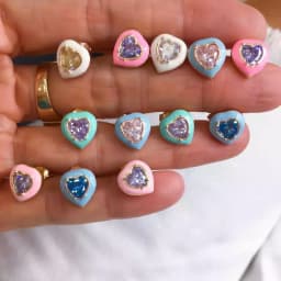 2023 New Arrived Top Quality Classic Fashion Girl Women Jewelry Geometric Shaped Colorful Simple CZ Stud Earring