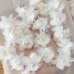 5Pcs White Embroidered Flowers Patches Fabric Applique Sewing Patch Repair For Wedding Bags Headwear Accessories DIY Crafts