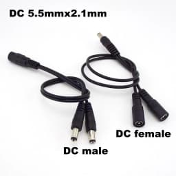 2 Way DC Power Adapter Cable 5.5mm X 2.1mm 1 Male to 2 Female 2 Male Splitter Connector Plug Extension for CCTV LED Strip Light