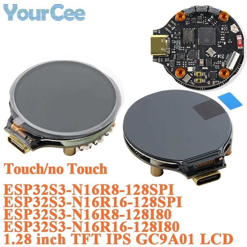 1.28 inch TFT Screen Display Module 1.28" IPS Round Colorful LCD Board GC9A01 Touch 240x240 SPI 240*240 ESP32S3 ESP32S3-N16R8