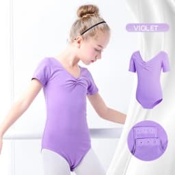 Toddler Girls Ballet Leotards Gymnastics Leotard Dance Bodysuits Cotton Short/Long Sleeve Dance Wear Ballet Bodysuit for Dancing