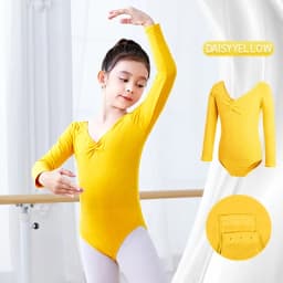 Toddler Girls Ballet Leotards Gymnastics Leotard Dance Bodysuits Cotton Short/Long Sleeve Dance Wear Ballet Bodysuit for Dancing