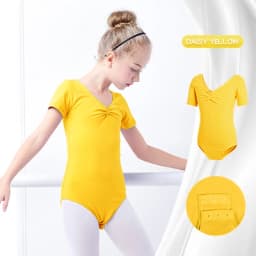 Toddler Girls Ballet Leotards Gymnastics Leotard Dance Bodysuits Cotton Short/Long Sleeve Dance Wear Ballet Bodysuit for Dancing