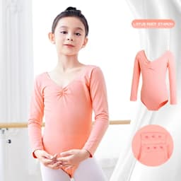 Toddler Girls Ballet Leotards Gymnastics Leotard Dance Bodysuits Cotton Short/Long Sleeve Dance Wear Ballet Bodysuit for Dancing