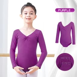 Toddler Girls Ballet Leotards Gymnastics Leotard Dance Bodysuits Cotton Short/Long Sleeve Dance Wear Ballet Bodysuit for Dancing