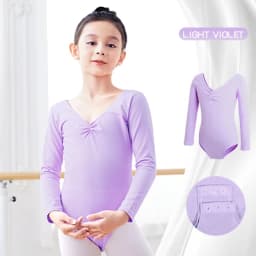 Toddler Girls Ballet Leotards Gymnastics Leotard Dance Bodysuits Cotton Short/Long Sleeve Dance Wear Ballet Bodysuit for Dancing