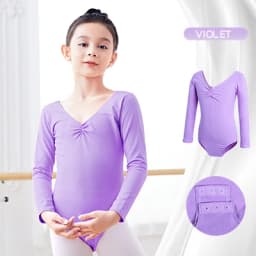 Toddler Girls Ballet Leotards Gymnastics Leotard Dance Bodysuits Cotton Short/Long Sleeve Dance Wear Ballet Bodysuit for Dancing