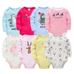 6 PCS 3 PCS Kavkas Baby Boys Girls Bodysuit Long Sleeve 100% Cotton Baby Clothes 0-12 months Newborn body bebe Jumpsuit Clothing