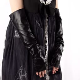 2022 New Black Punk Gothic Sexy Long PU Leather Fingerless Gloves for Women Rock Gloves Hip Pop Mittens Clubwear Dance Cosplay