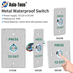 Waterproof Outdoor Exit Button LED Backlight and Non Luminous Optional COM NC Door Release Switch for Access Control Entrance SE