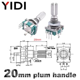 5/10pcs 20 Position Incremental 360 Rotary Encoder Knob Button Switch EC11 Arduino Digital Potentiometer 15/20mm Plum Half Shaft