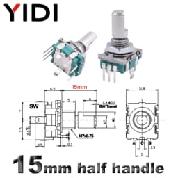 5/10pcs 20 Position Incremental 360 Rotary Encoder Knob Button Switch EC11 Arduino Digital Potentiometer 15/20mm Plum Half Shaft