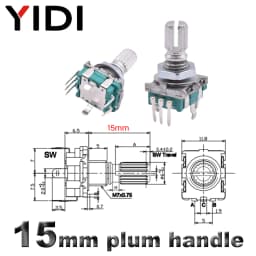 5/10pcs 20 Position Incremental 360 Rotary Encoder Knob Button Switch EC11 Arduino Digital Potentiometer 15/20mm Plum Half Shaft