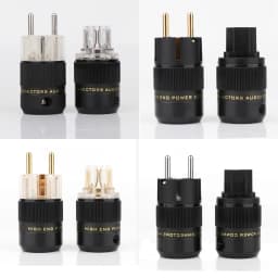 Pair Eu Plug Schuko Power Connecter 24K Gold Plated European Plug Male Female P-029 079 046 078 Diy Power Cable