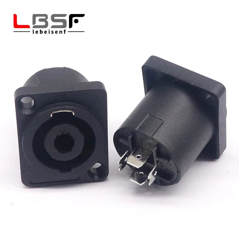XLR 4 Pin Speakon Panel Mount Board Connector 4 Poles Powercon Female Jack Socket XLR Audio Video Cable Wire Adapter insert