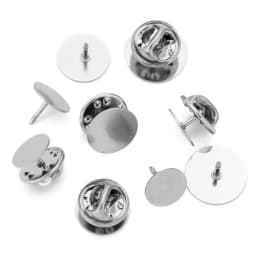 20sets Stainless Steel Brooch Pins Cabochon Base Settings 10 12 14mm Brooch Badge Holder Bulk Lots DIY Jewelry Making Supplies