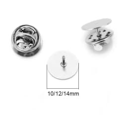 20sets Stainless Steel Brooch Pins Cabochon Base Settings 10 12 14mm Brooch Badge Holder Bulk Lots DIY Jewelry Making Supplies