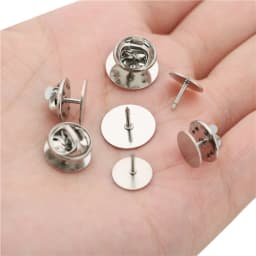 20sets Stainless Steel Brooch Pins Cabochon Base Settings 10 12 14mm Brooch Badge Holder Bulk Lots DIY Jewelry Making Supplies