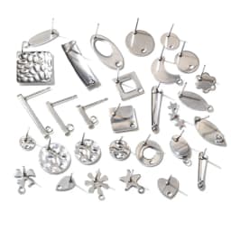 20pcs 316L Stainless Steel Geometric Earring Stud Earring Posts Connector Fashion Styles DIY Jewelry Making Findings Accessories