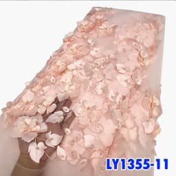 2026 Blue 3D Flower Lace Fabric With Pearls High Quality French Embroidery Tulle African Fabric For Wedding Party Dress Sewing