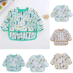2025New Cute Baby Bibs Children Baby Stuff Toddler Waterproof Long Sleeve Art Smock Feeding Bib Apron for Kids 0-6 Years
