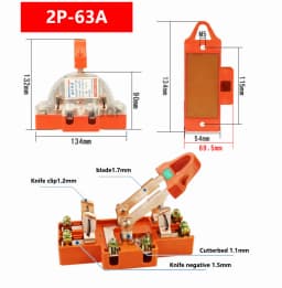(1)High quality 2P knife switch 32A 63A 100A two-phase knife switch high power 220V double throw Disconnector