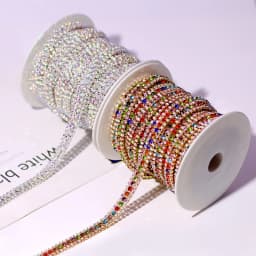 1/10 Yard 3 Rows Crystal AB Rhinestone Cup Chain Gold Silver Base With Claw Dress Decoration Trim Applique Sew On Garment Bags
