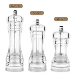 Salt and Pepper Grinder Set, Manual Pepper Mills, Salt Grinder Peppercorn Grinders with Adjustable Coarseness-Clear