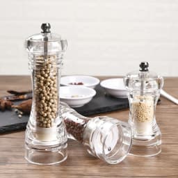 Salt and Pepper Grinder Set, Manual Pepper Mills, Salt Grinder Peppercorn Grinders with Adjustable Coarseness-Clear
