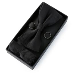 HUISHI Classic Black Bowtie Bow Ties For Mens Butterfly Bowknot Pocket Square Cufflinks Suit Set Bussiness Accessories Gift Box