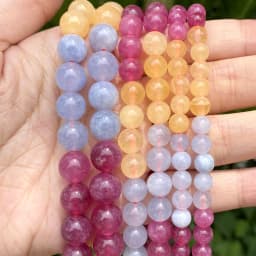 Natural Stone Beads Round Morganites Tourmalines Aquamarines Jades Quartzs Crystals Spacer For Jewelry Making DIY Bracelet