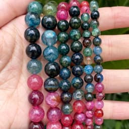 Natural Stone Beads Round Morganites Tourmalines Aquamarines Jades Quartzs Crystals Spacer For Jewelry Making DIY Bracelet