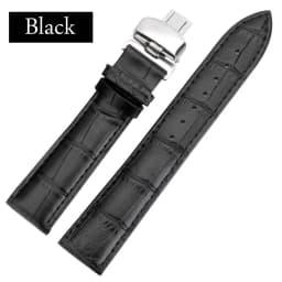 Business Casual Black Brown Genuine Calfskin Leather Watch band Strap Butterfly Buckle Crocodile Pattern Bracelet 18 20 22 24 mm