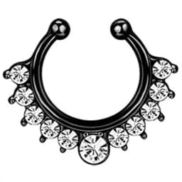 1PCS Crystal Fake Nose Ring Septum Jewelry Non Piercing Bat Fake Nose Ring Septum Cuff Earring Rook Faux Nose Piercing Clip On