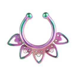1PCS Crystal Fake Nose Ring Septum Jewelry Non Piercing Bat Fake Nose Ring Septum Cuff Earring Rook Faux Nose Piercing Clip On