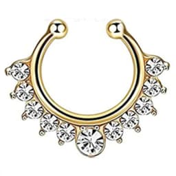 1PCS Crystal Fake Nose Ring Septum Jewelry Non Piercing Bat Fake Nose Ring Septum Cuff Earring Rook Faux Nose Piercing Clip On
