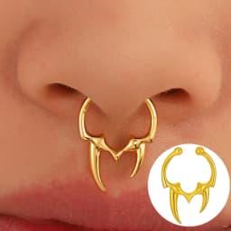 1PCS Crystal Fake Nose Ring Septum Jewelry Non Piercing Bat Fake Nose Ring Septum Cuff Earring Rook Faux Nose Piercing Clip On