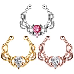 1PCS Crystal Fake Nose Ring Septum Jewelry Non Piercing Bat Fake Nose Ring Septum Cuff Earring Rook Faux Nose Piercing Clip On