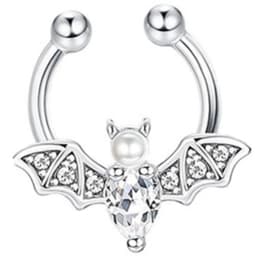 1PCS Crystal Fake Nose Ring Septum Jewelry Non Piercing Bat Fake Nose Ring Septum Cuff Earring Rook Faux Nose Piercing Clip On