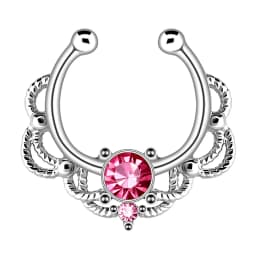 1PCS Crystal Fake Nose Ring Septum Jewelry Non Piercing Bat Fake Nose Ring Septum Cuff Earring Rook Faux Nose Piercing Clip On