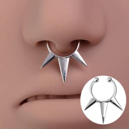 1PCS Crystal Fake Nose Ring Septum Jewelry Non Piercing Bat Fake Nose Ring Septum Cuff Earring Rook Faux Nose Piercing Clip On